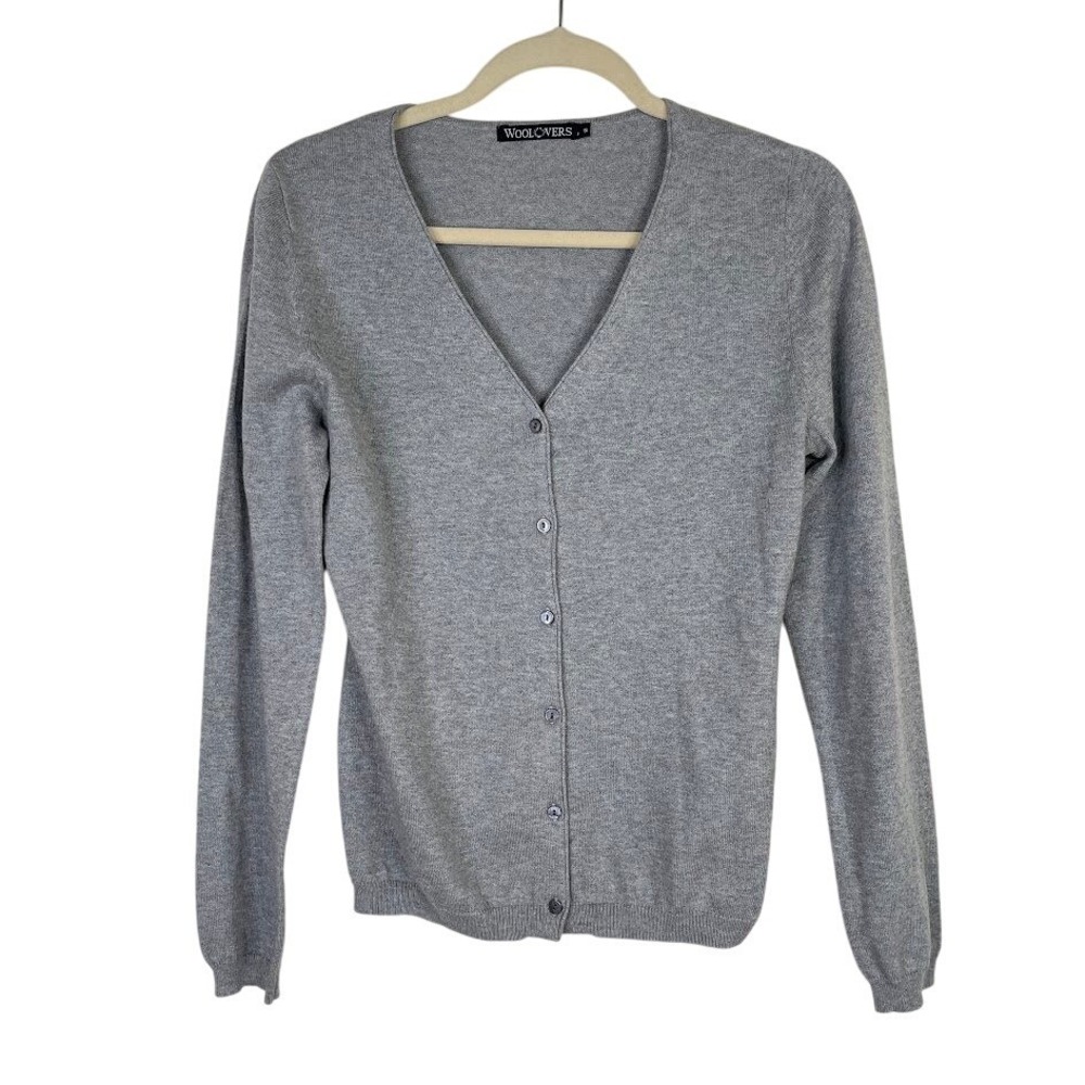Woolovers Womens Silk Cotton Button Up‎ Cardigan Sweater V Neck Gray Size Small